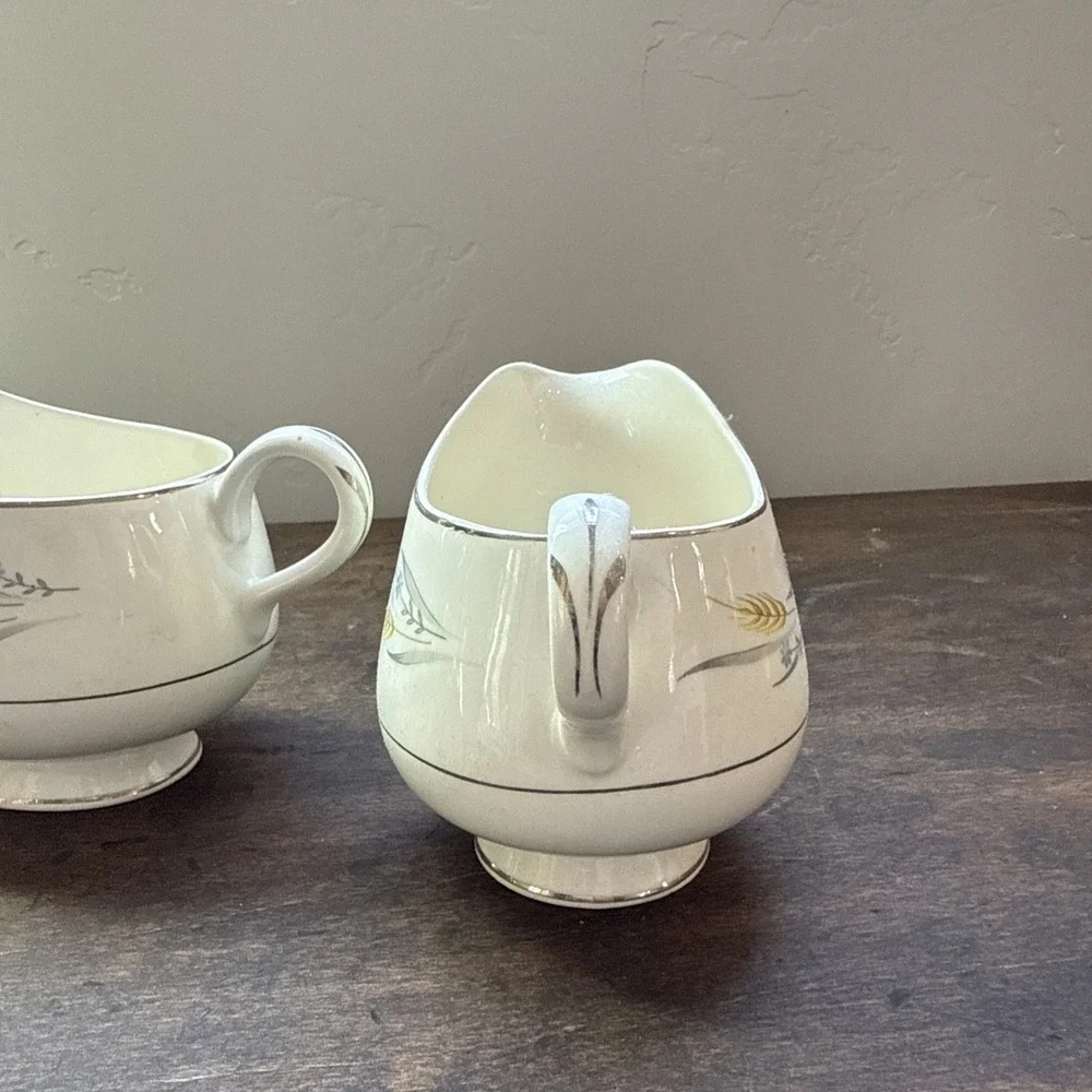 Vintage Homer Laughlin Cavalier Eggshell SOMERSET Wheat China Creamer Gravy Boat - Picture 5 of 11